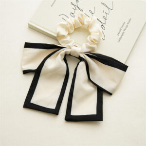 White with Black trim Hair Bow
