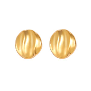 Gold Tone Waterproof Round Stud Earrings